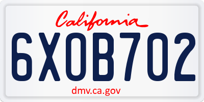 CA license plate 6XOB702