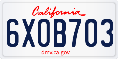 CA license plate 6XOB703