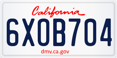 CA license plate 6XOB704