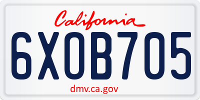 CA license plate 6XOB705