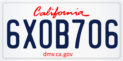 CA license plate 6XOB706