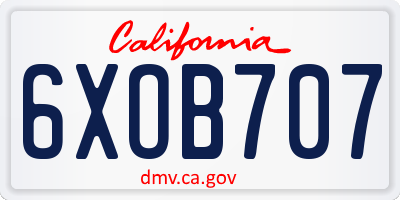 CA license plate 6XOB707