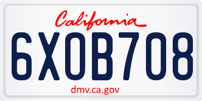 CA license plate 6XOB708