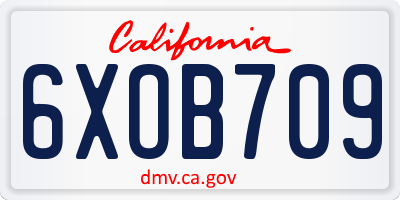 CA license plate 6XOB709
