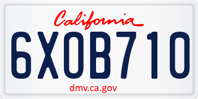 CA license plate 6XOB710