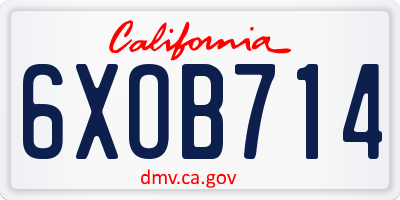 CA license plate 6XOB714