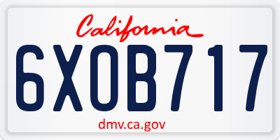 CA license plate 6XOB717