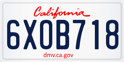 CA license plate 6XOB718