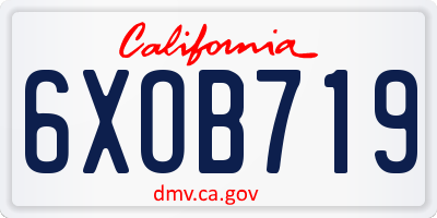 CA license plate 6XOB719