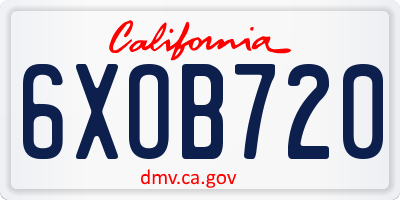 CA license plate 6XOB720