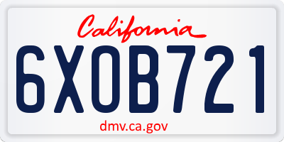 CA license plate 6XOB721