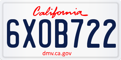 CA license plate 6XOB722