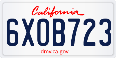 CA license plate 6XOB723
