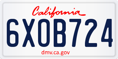 CA license plate 6XOB724