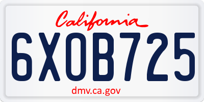 CA license plate 6XOB725