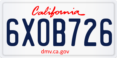 CA license plate 6XOB726