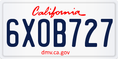 CA license plate 6XOB727