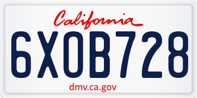 CA license plate 6XOB728