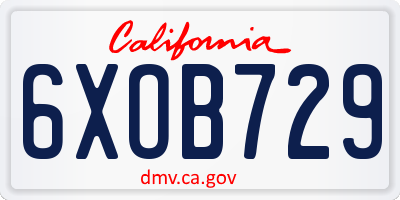 CA license plate 6XOB729