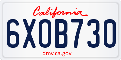 CA license plate 6XOB730