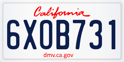 CA license plate 6XOB731
