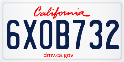 CA license plate 6XOB732