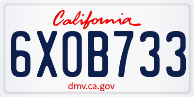 CA license plate 6XOB733