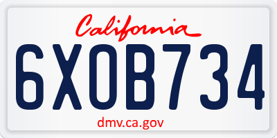 CA license plate 6XOB734