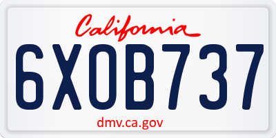 CA license plate 6XOB737