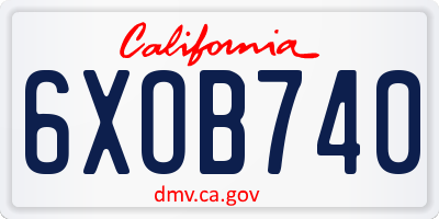 CA license plate 6XOB740