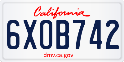 CA license plate 6XOB742