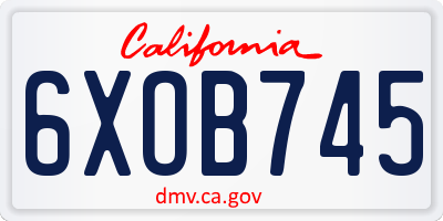 CA license plate 6XOB745