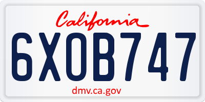 CA license plate 6XOB747