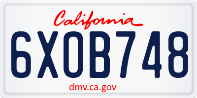 CA license plate 6XOB748
