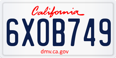 CA license plate 6XOB749