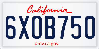 CA license plate 6XOB750