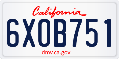 CA license plate 6XOB751