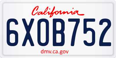 CA license plate 6XOB752