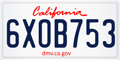 CA license plate 6XOB753