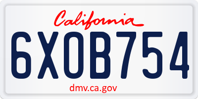 CA license plate 6XOB754