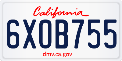 CA license plate 6XOB755