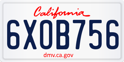 CA license plate 6XOB756