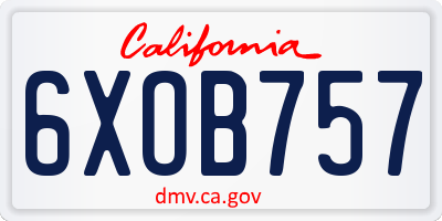CA license plate 6XOB757