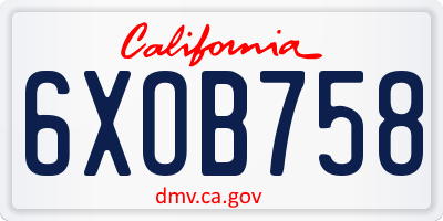 CA license plate 6XOB758