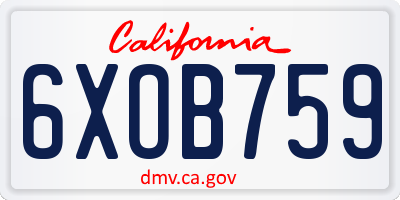 CA license plate 6XOB759