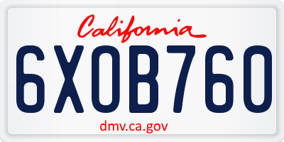 CA license plate 6XOB760