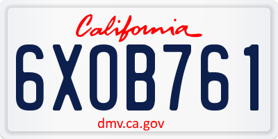CA license plate 6XOB761