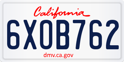CA license plate 6XOB762