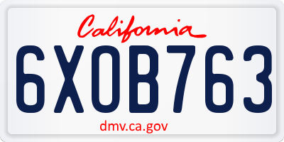CA license plate 6XOB763