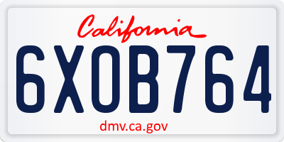 CA license plate 6XOB764